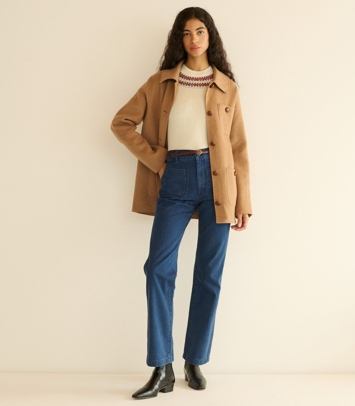 Germain Coat in Light Khaki, view 4