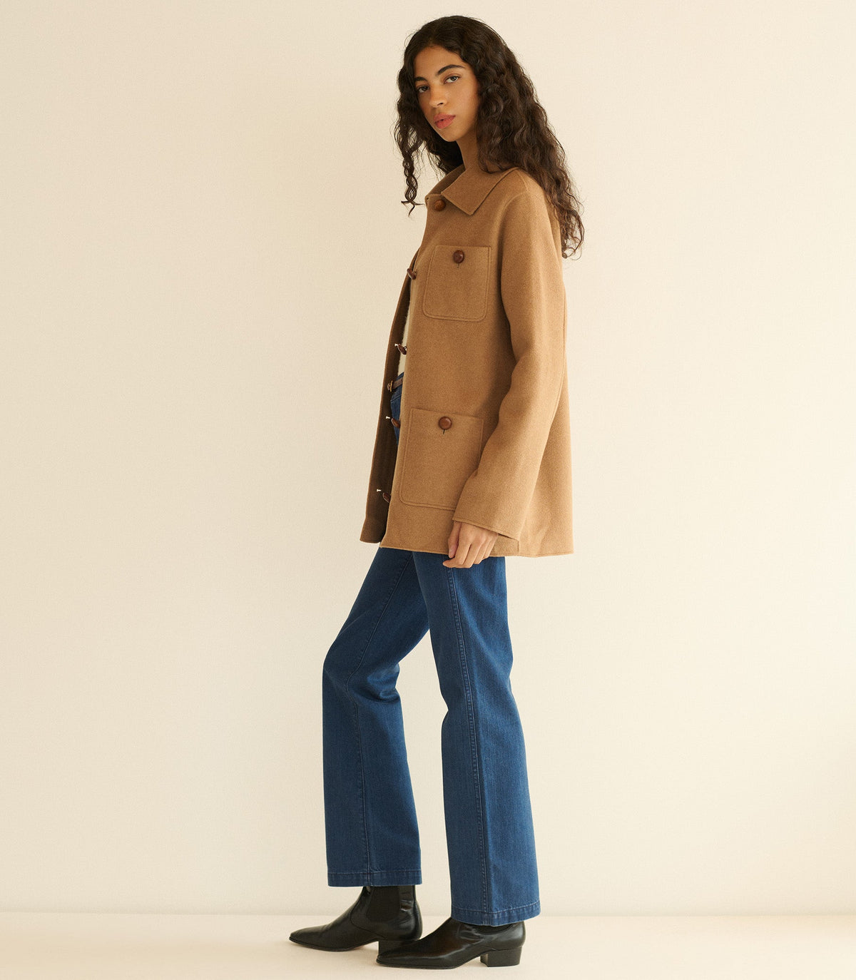 Germain Coat in Light Khaki, view 3