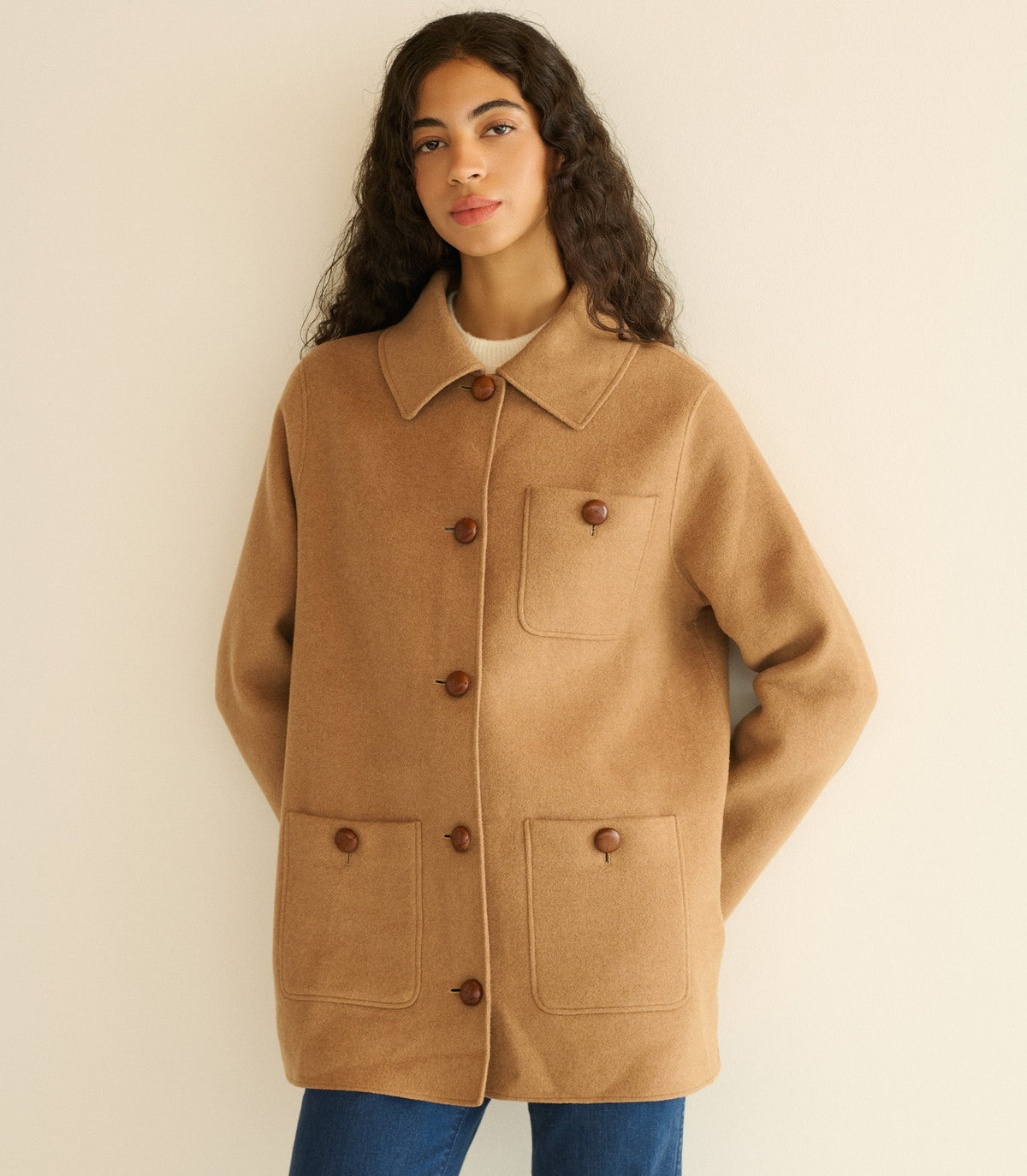 Germain Coat in Light Khaki, view 2