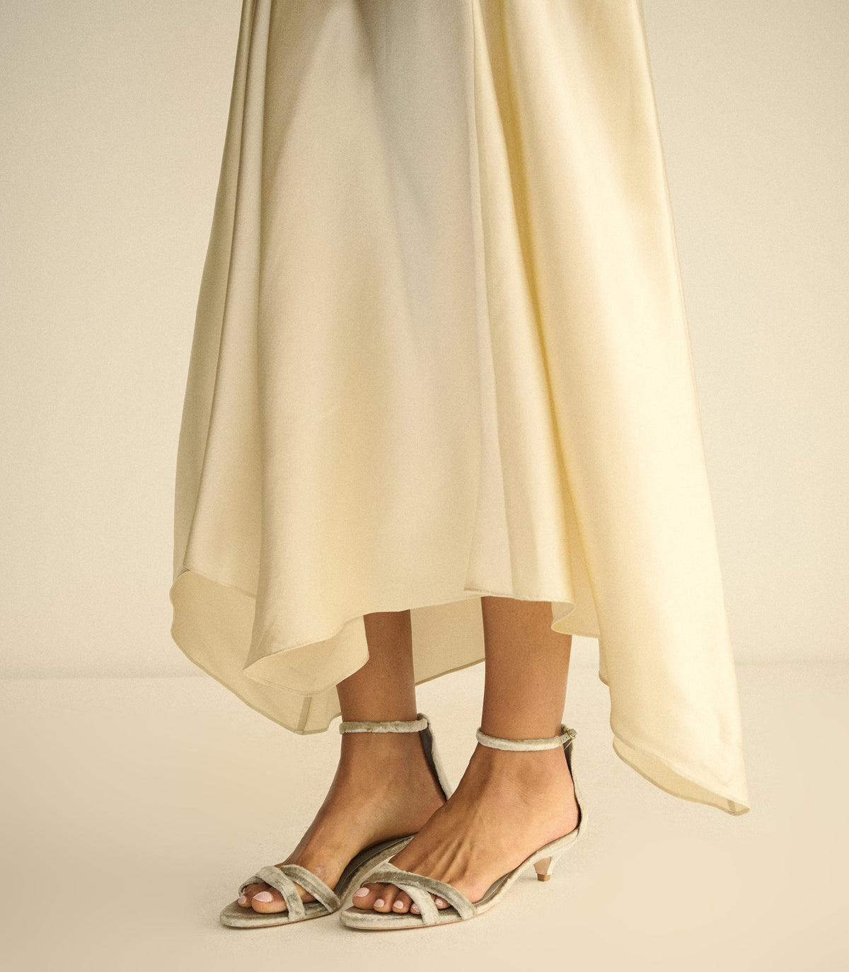 Giulia Heel in Dove Panne Velvet, view 2