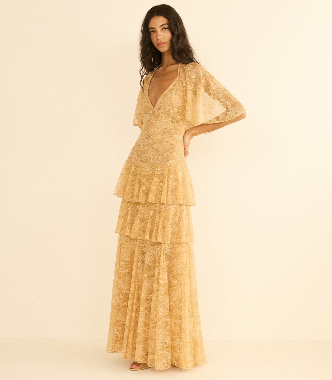Gwyneth Dress in Beige Pearl