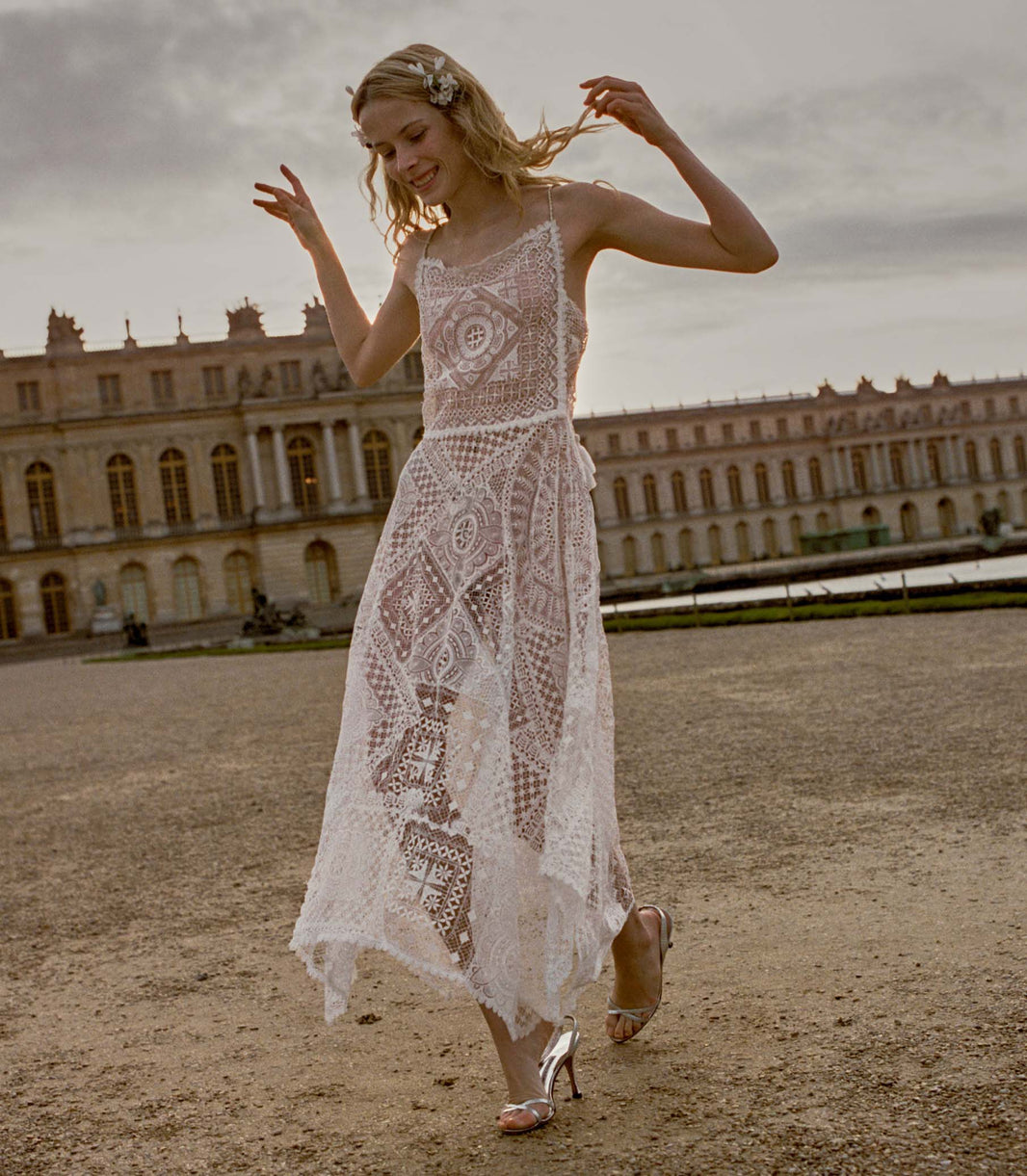 Handkerchief Anniversary Dress in Salt