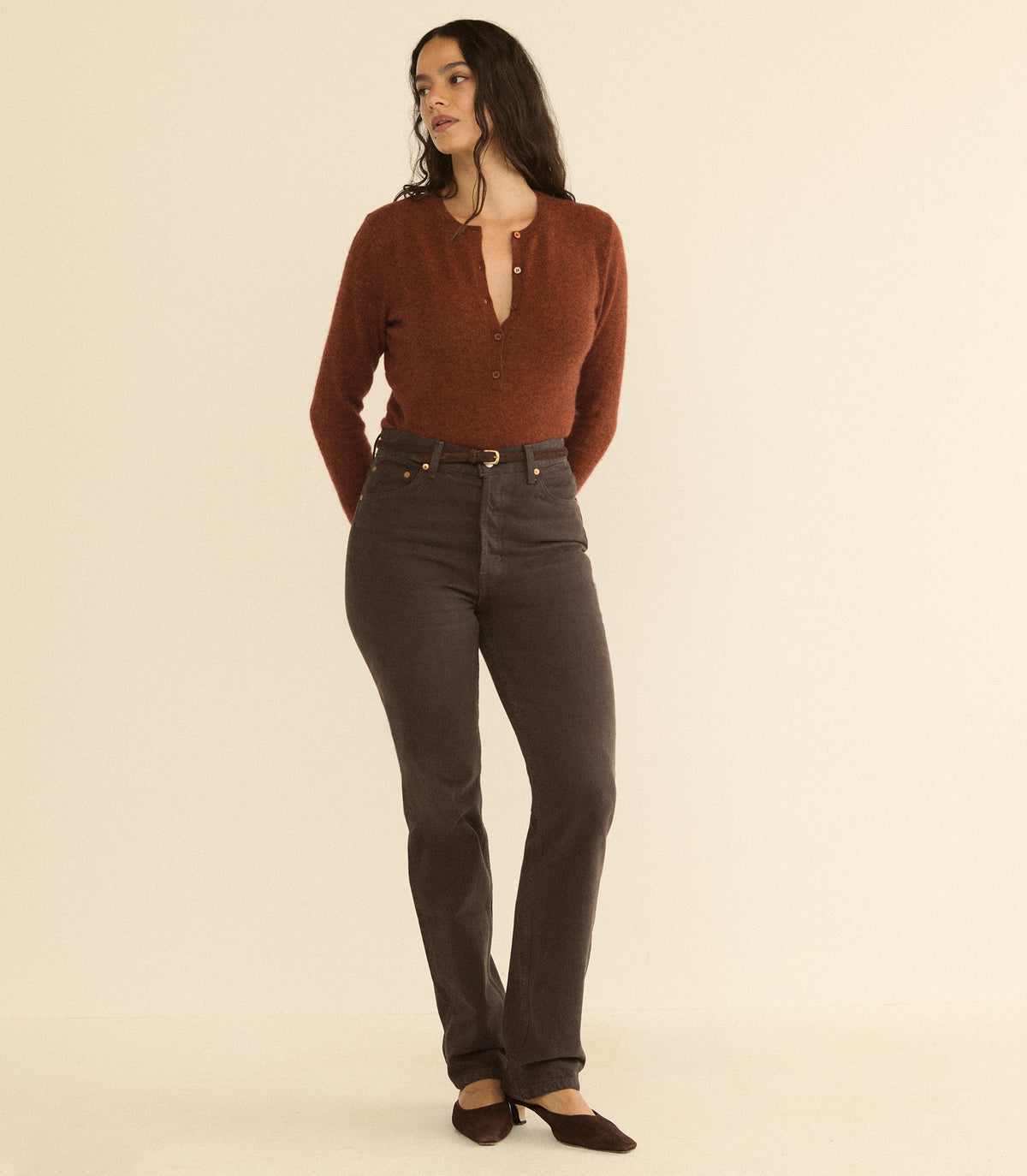 Heath Cashmere Henley in Ember, view 5