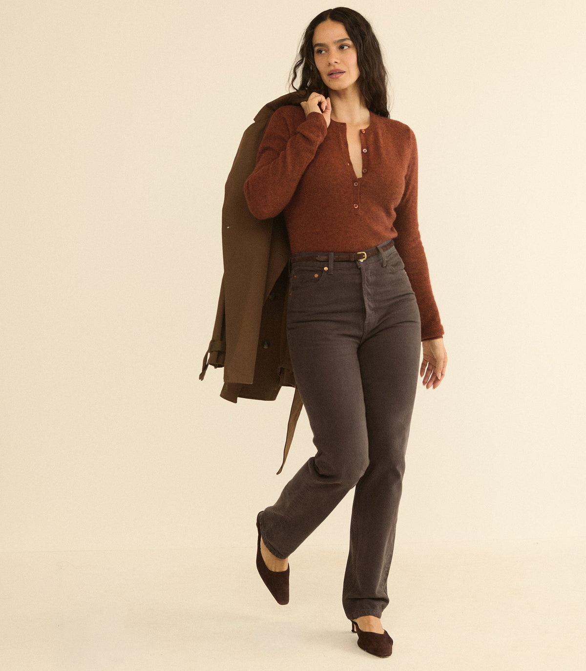 Heath Cashmere Henley in Ember, view 4