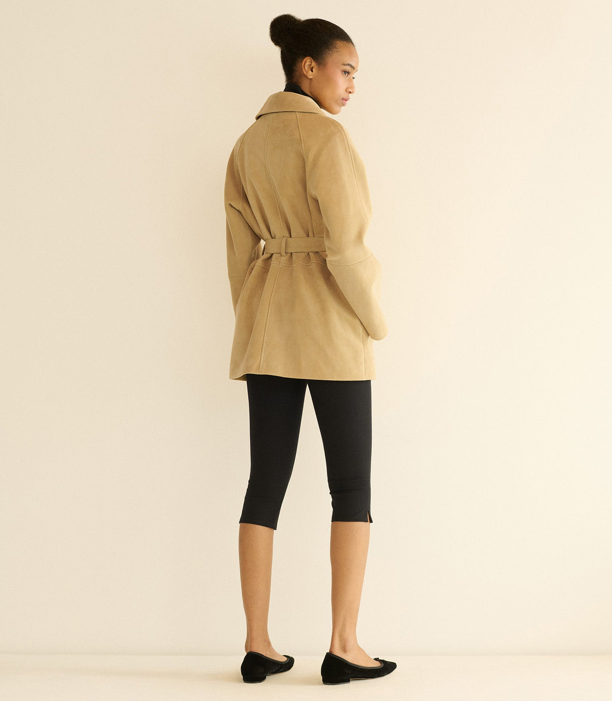 Hutton Suede Trench in Blonde, view 8