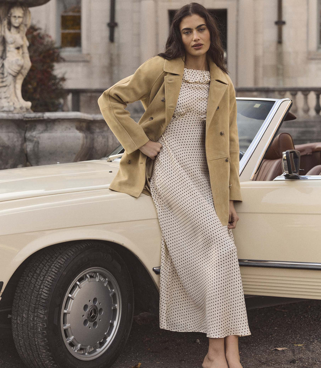 Hutton Suede Trench in Blonde