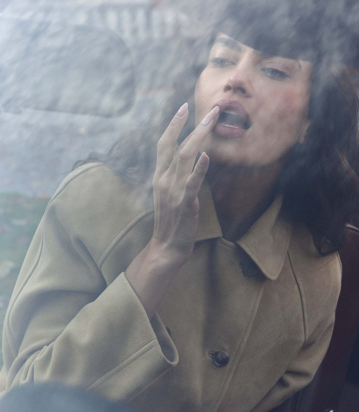 Hutton Suede Trench in Blonde, view 3