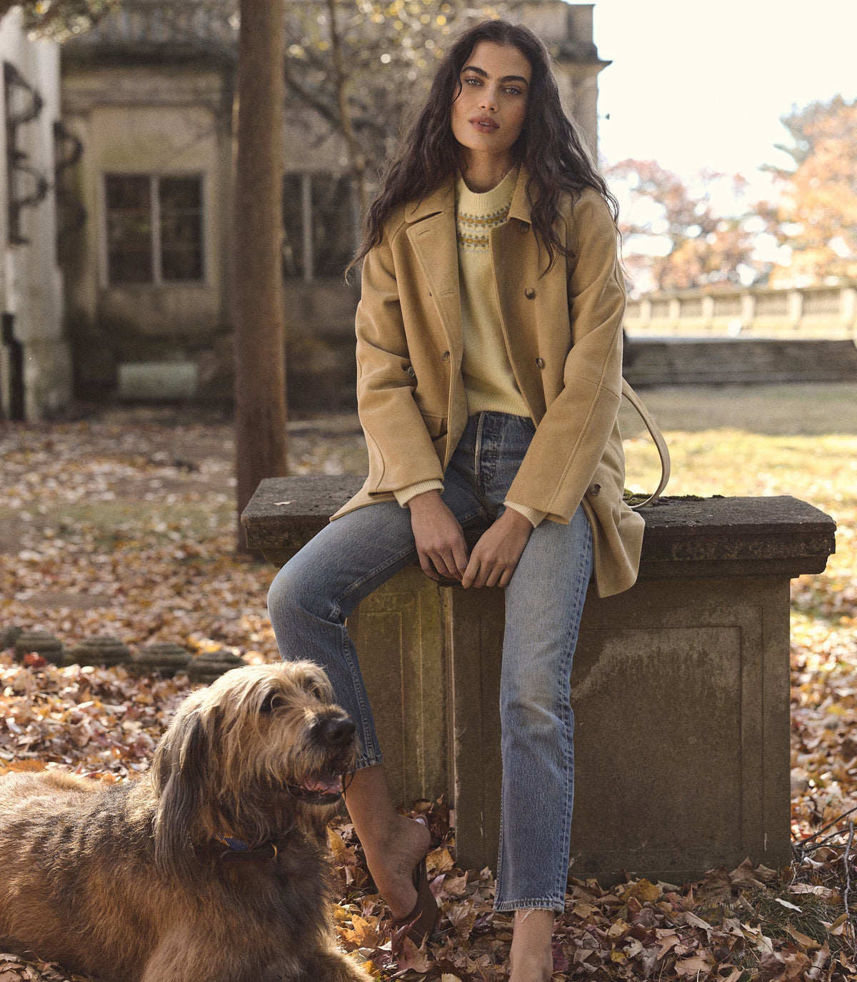 Hutton Suede Trench in Blonde, view 4