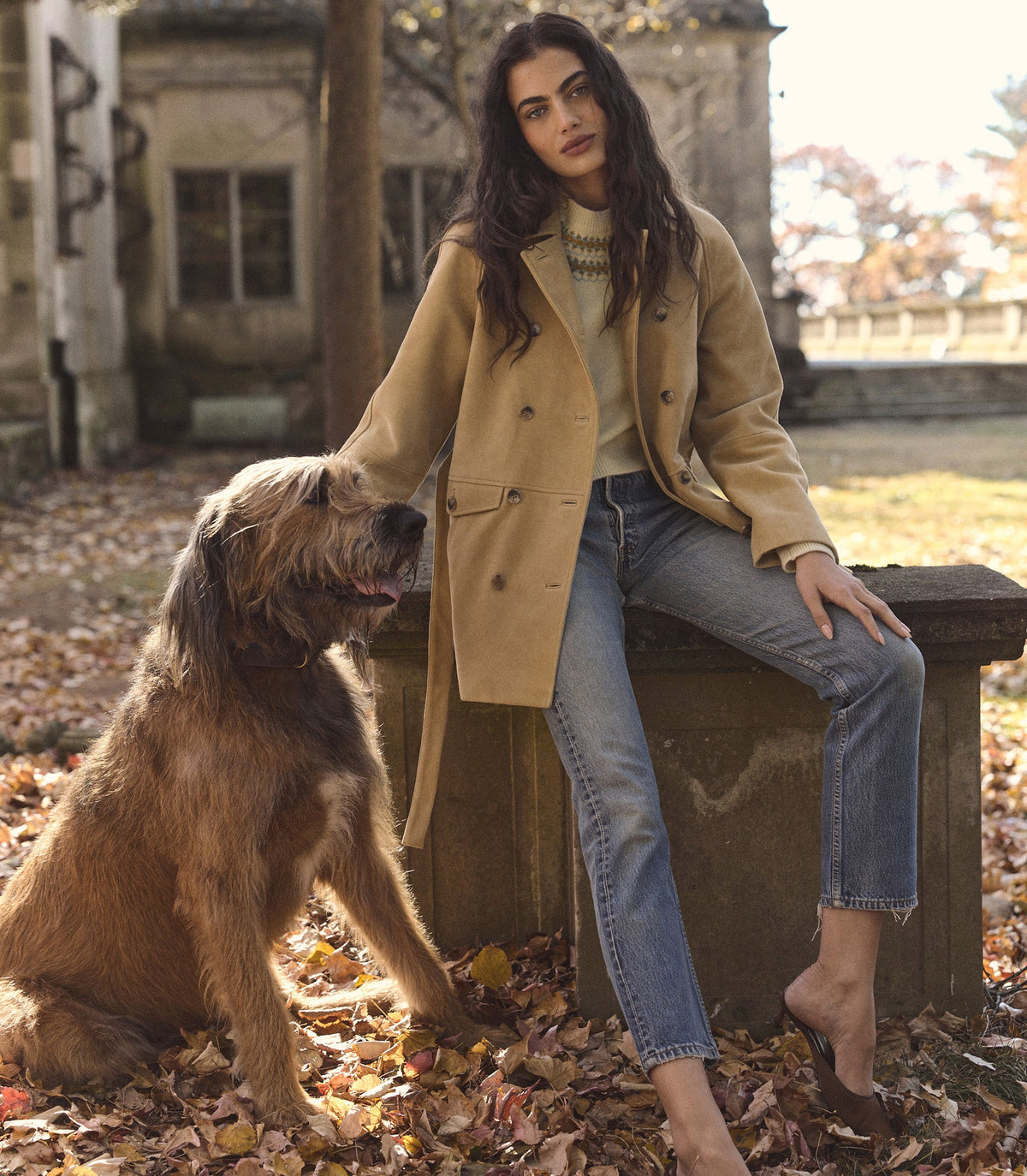 Hutton Suede Trench in Blonde, view 5