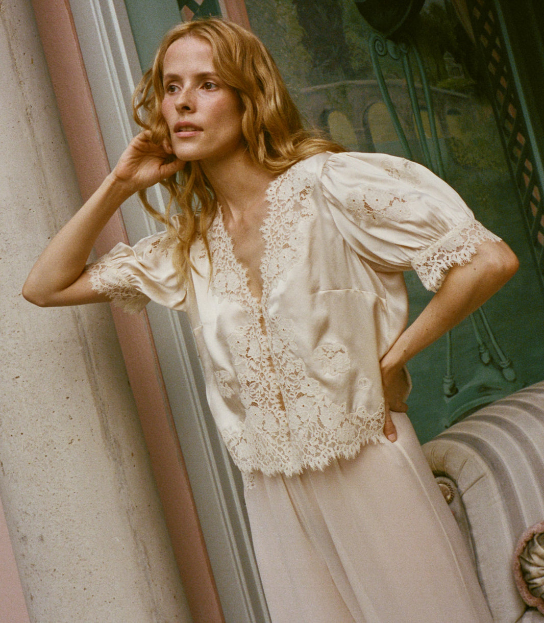 Idella Silk Satin Top – Candlelight