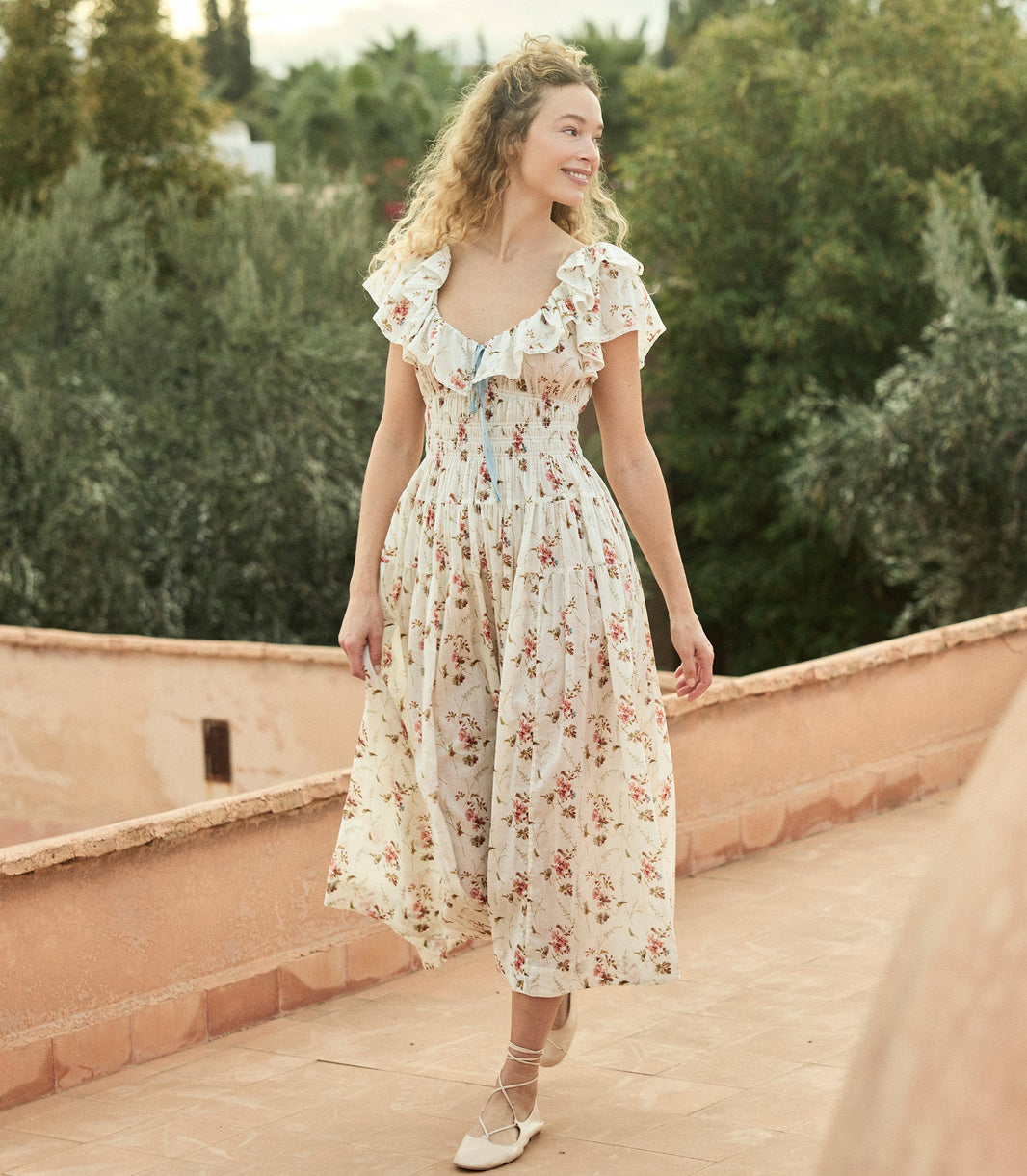 Illiana Dress in Blanc Prairie Rose