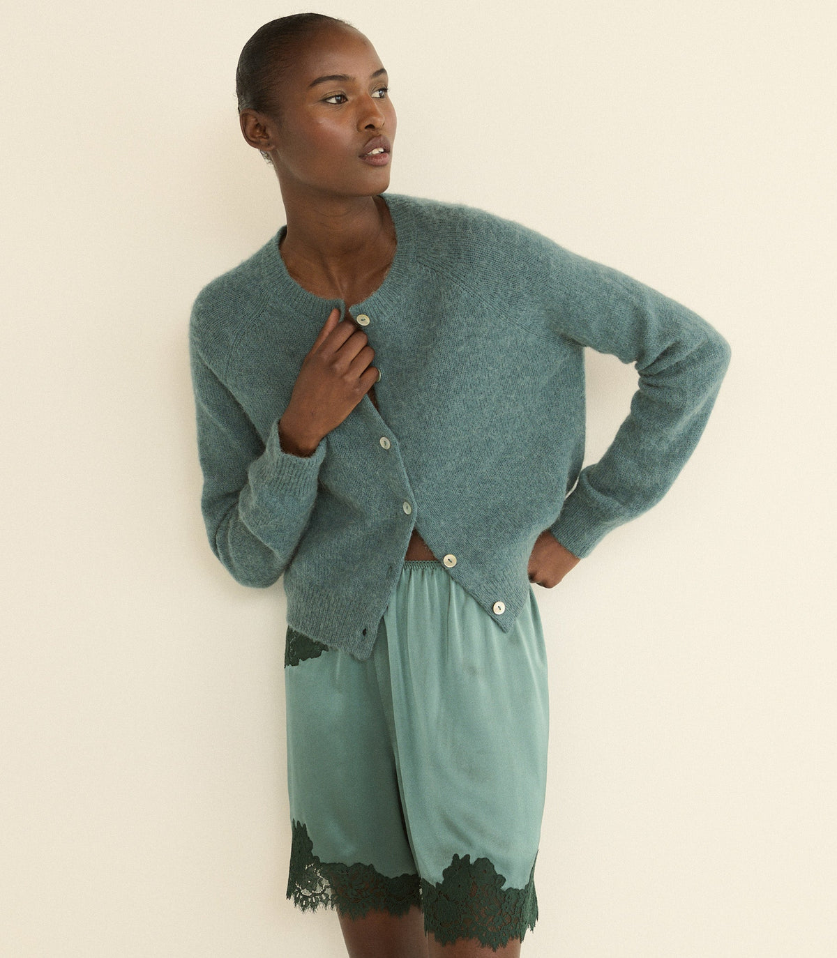 Irsa Short in Dulac Green, view 2