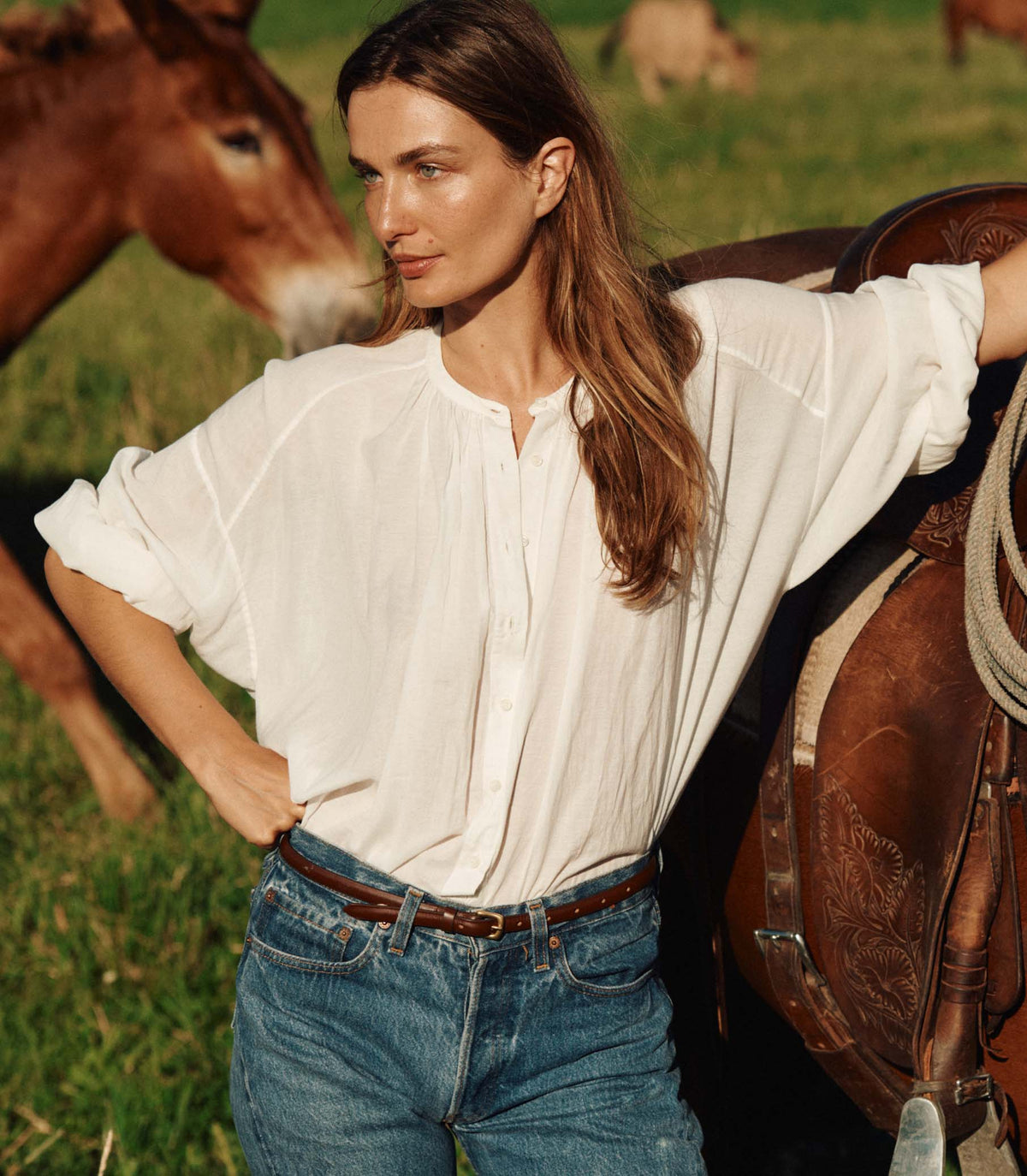 The Jane Blouse in Salt, view 4