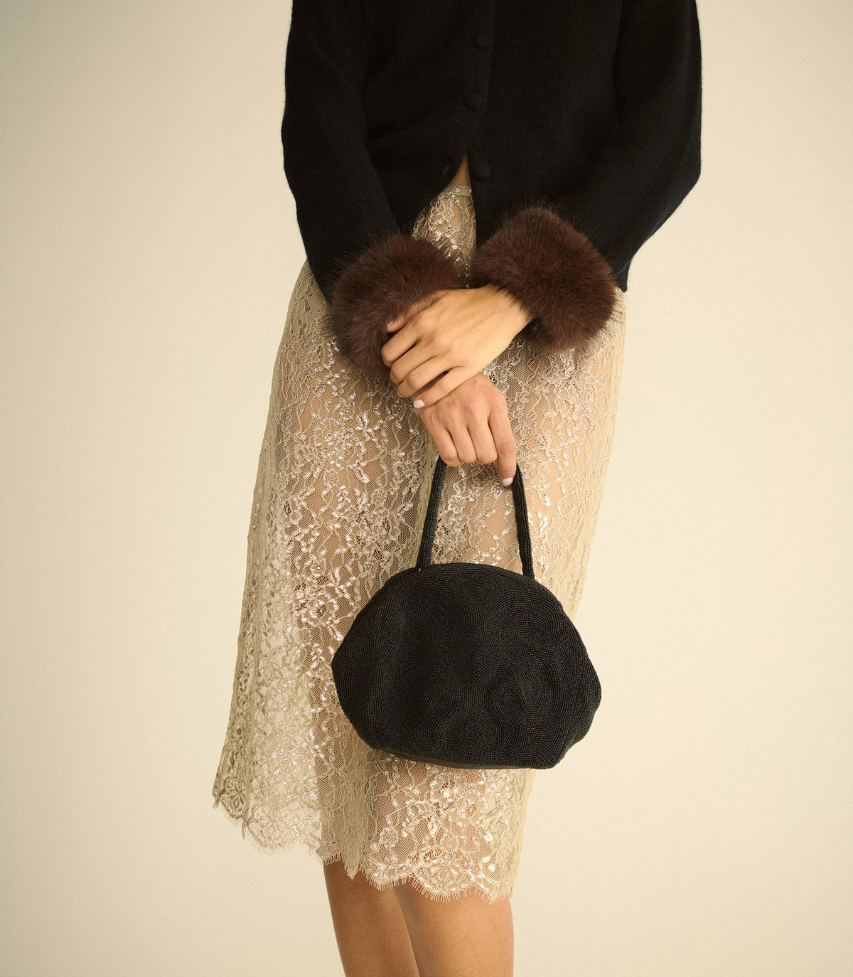 Joya Bag in Black Beads, view 5