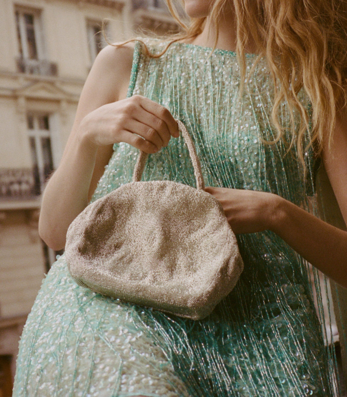 Joya Bag in Silver Crystal Beads