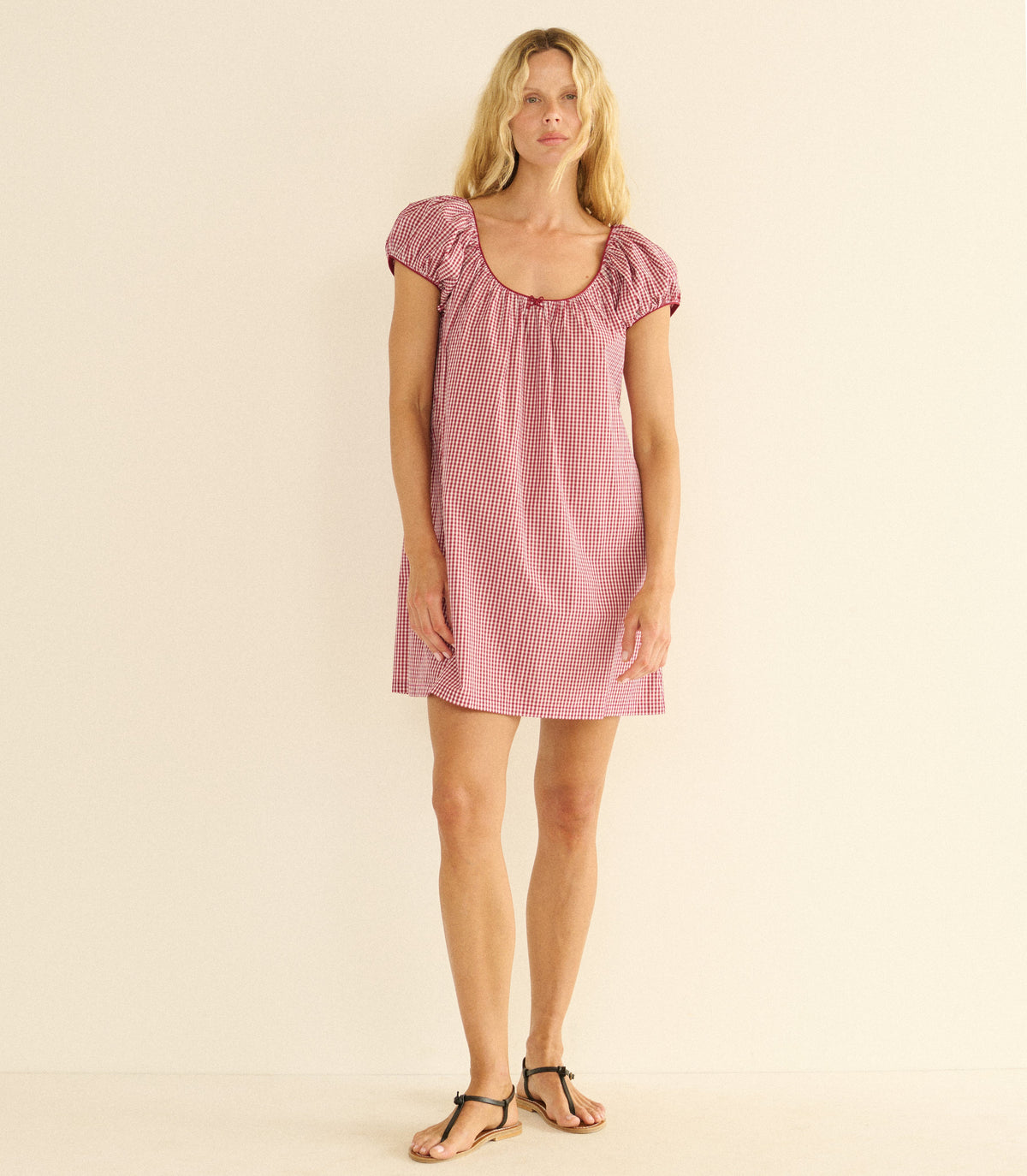 Julia Dress in Mulberry la Maddalena Gingham, view 2