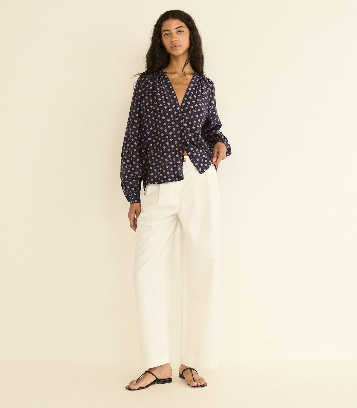 Julienne Top in Navy Cadiz Foulard, view 3