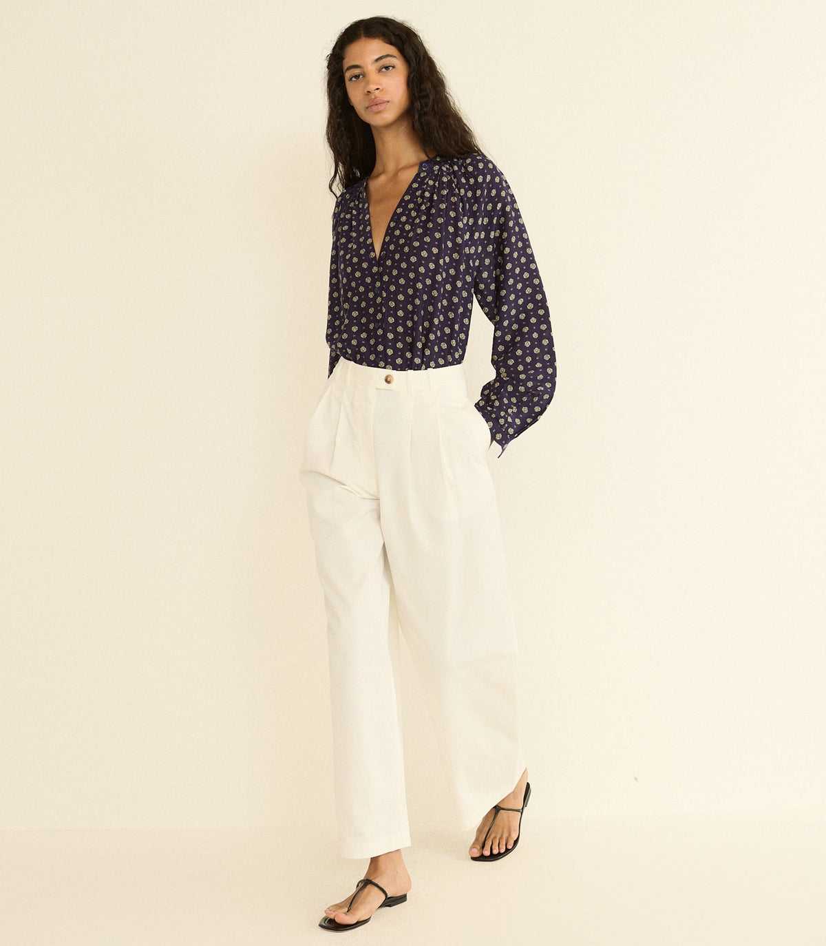 Julienne Top in Navy Cadiz Foulard, view 4