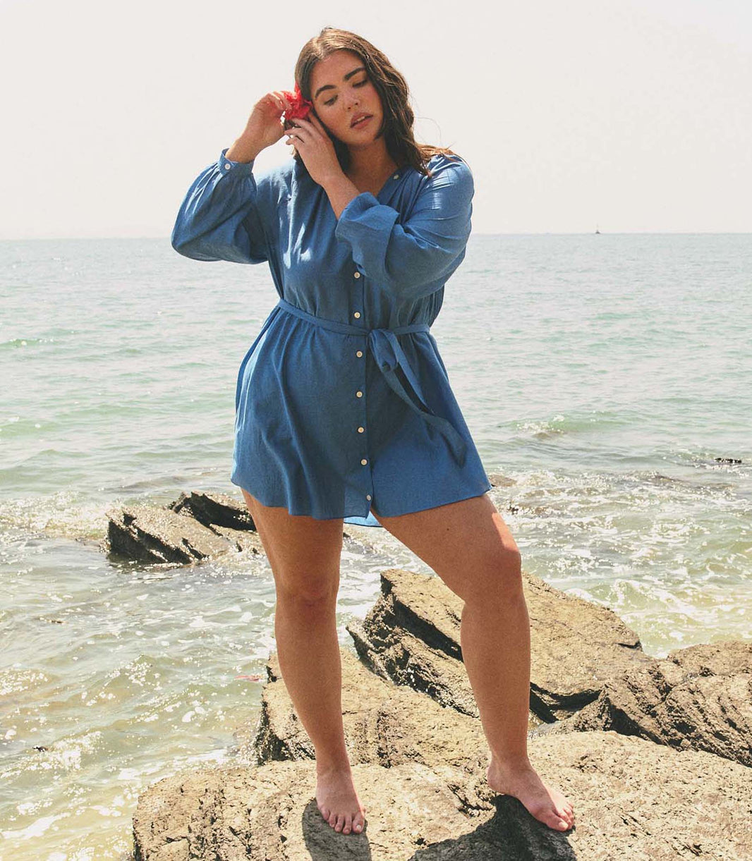 Juliet Tunic Dress in Santorini Blue