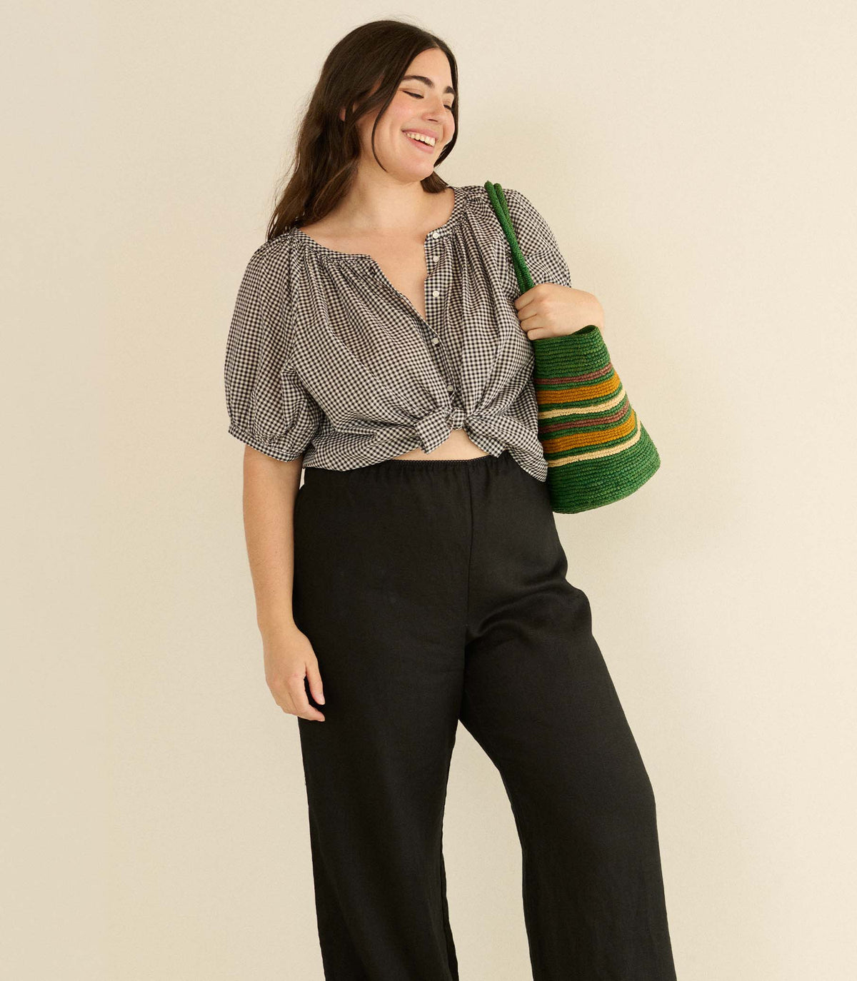 June Top in Noir la Maddalena Gingham, view 5