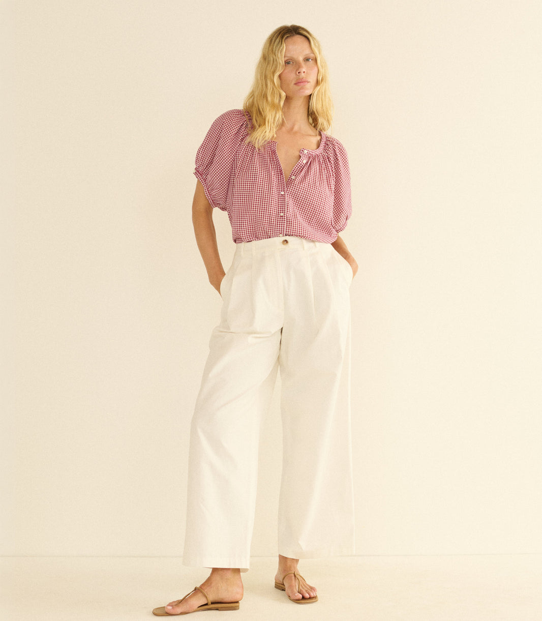 June Top in Mulberry la Maddalena Gingham