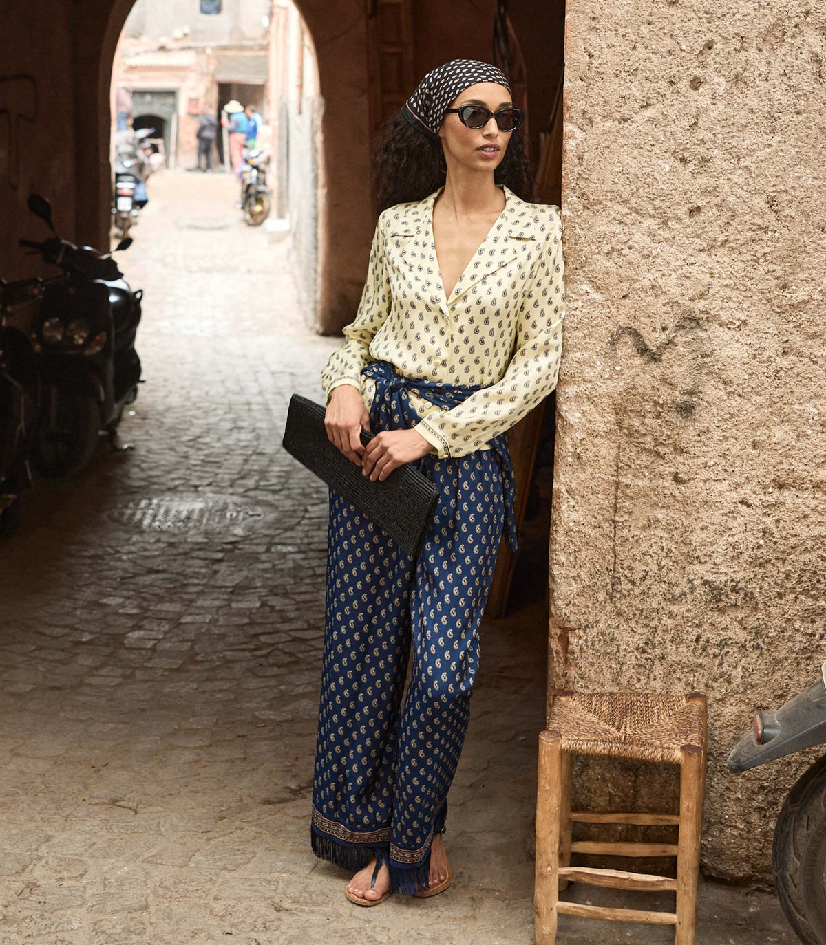 Lavon Fringe Pant in Bleu Taormina Paisley, view 2