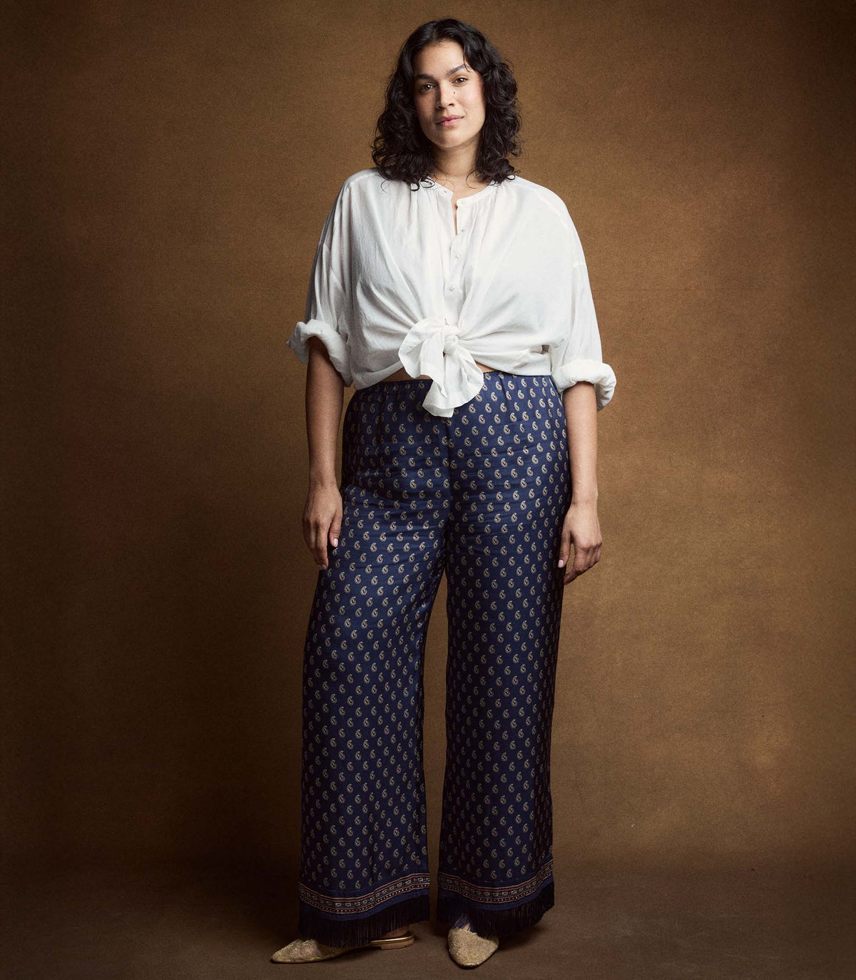 Lavon Fringe Pant in Bleu Taormina Paisley, view 10