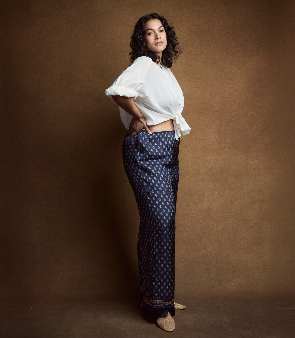 Lavon Fringe Pant in Bleu Taormina Paisley, view 11