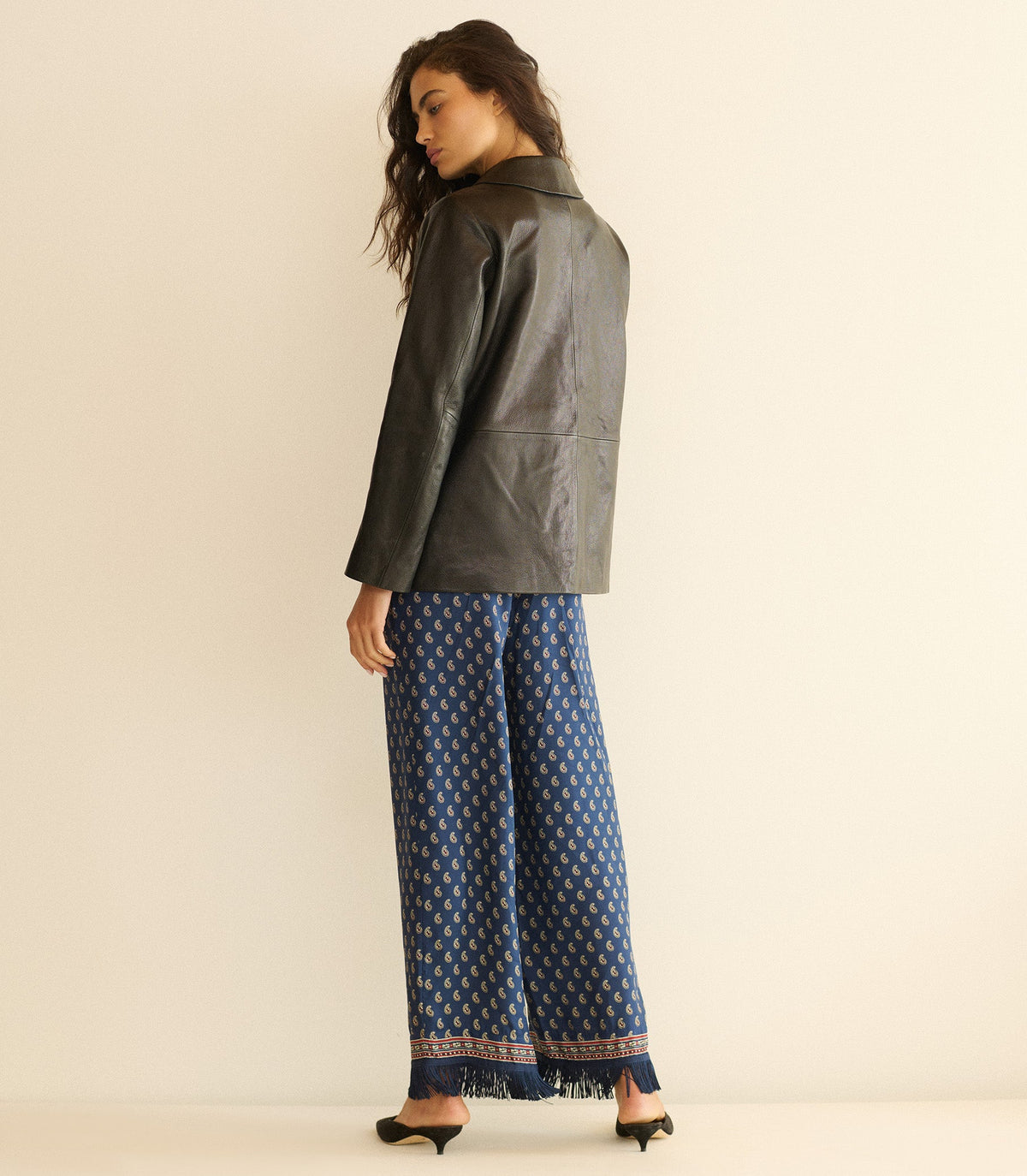 Lavon Fringe Pant in Bleu Taormina Paisley, view 8