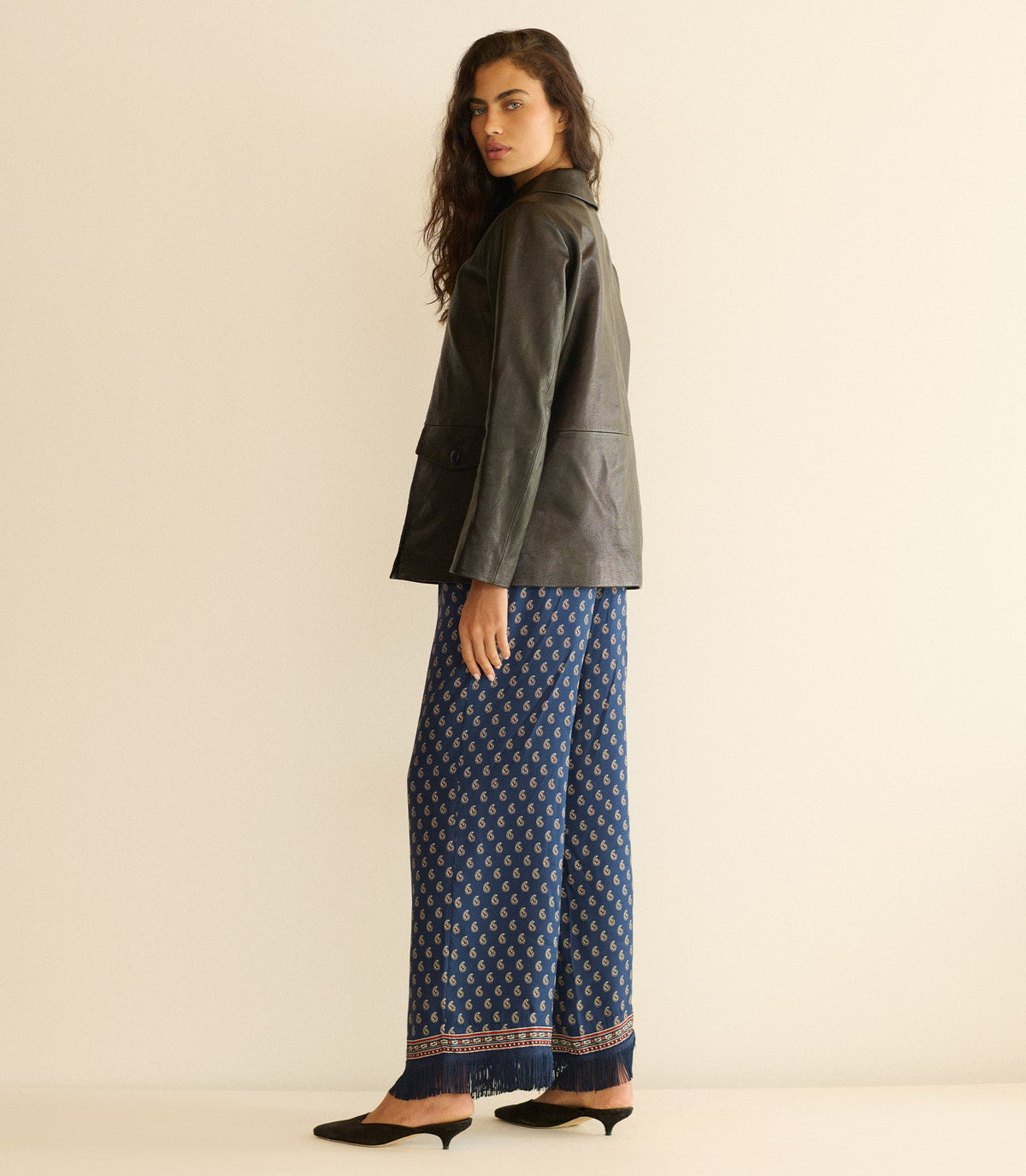 Lavon Fringe Pant in Bleu Taormina Paisley, view 7