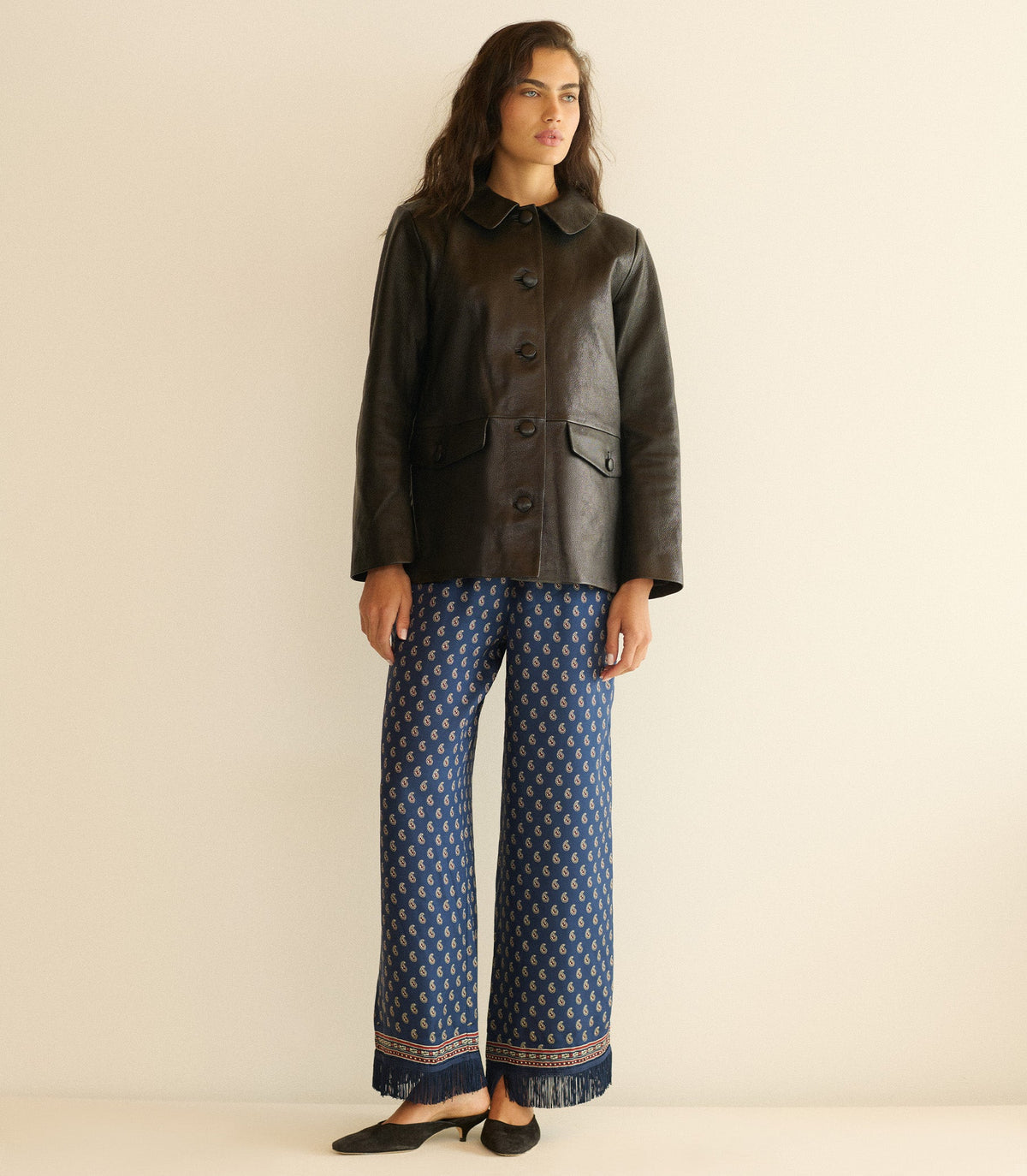 Lavon Fringe Pant in Bleu Taormina Paisley, view 6