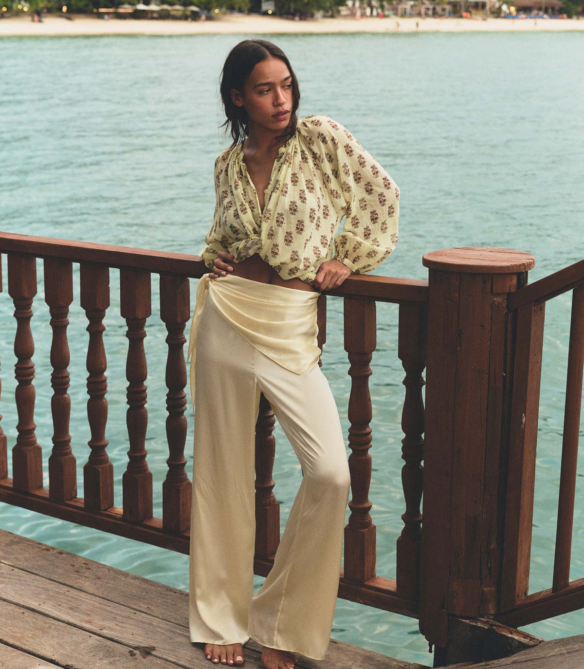 Lavon Scarf Pant in Vanilla, view 3