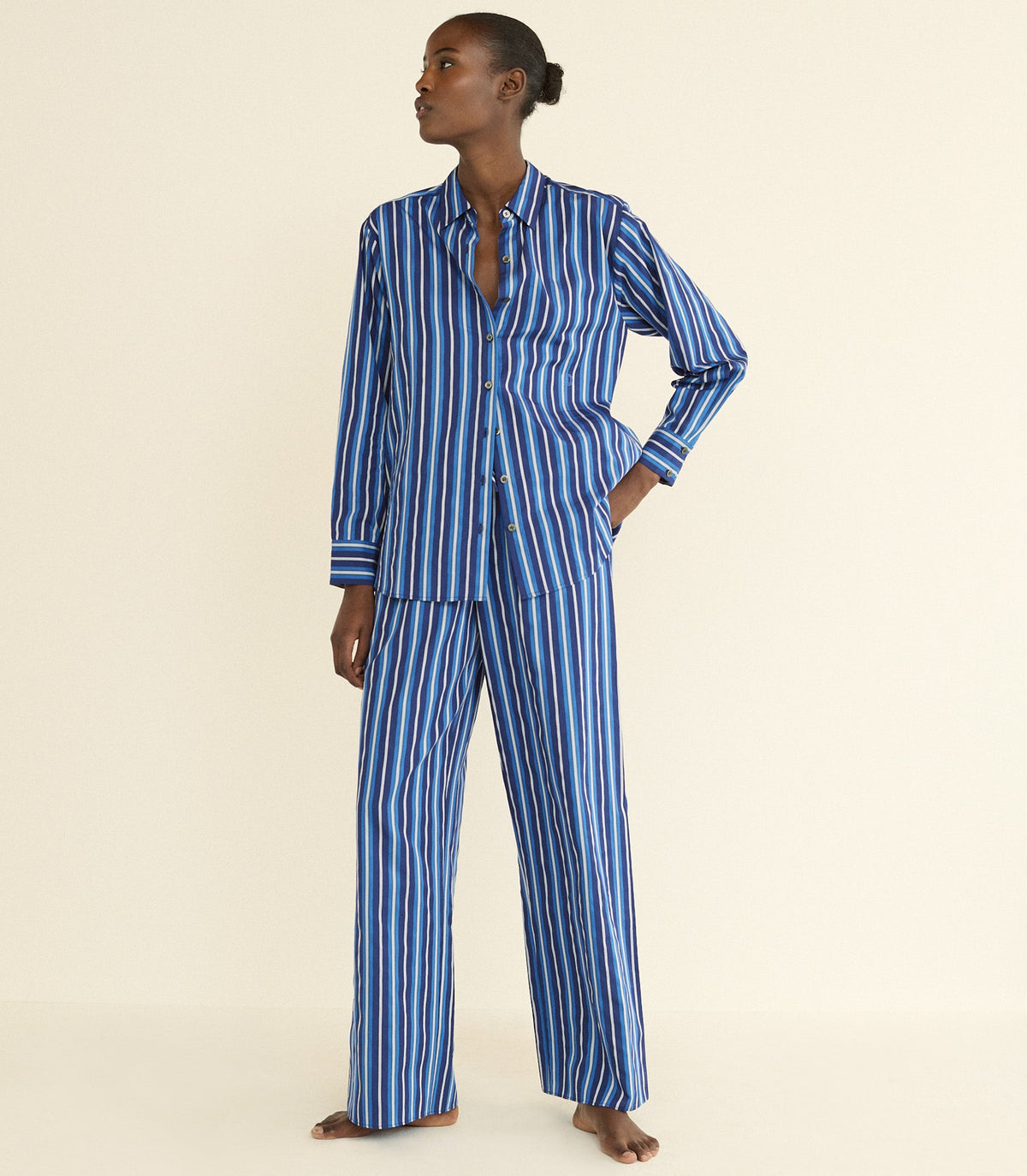 Lavona Drawstring Pant in Marceau Stripe, view 3