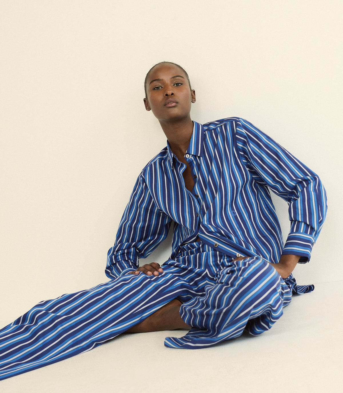 Lavona Drawstring Pant in Marceau Stripe, view 8