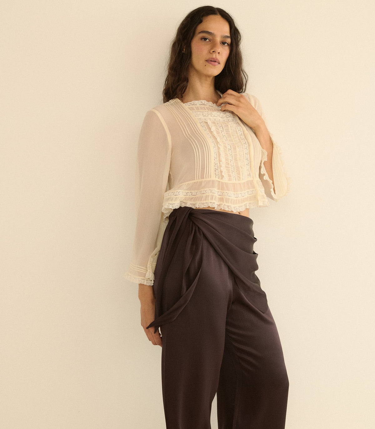 Lavona Scarf Pant in Equestrian Brown, view 9