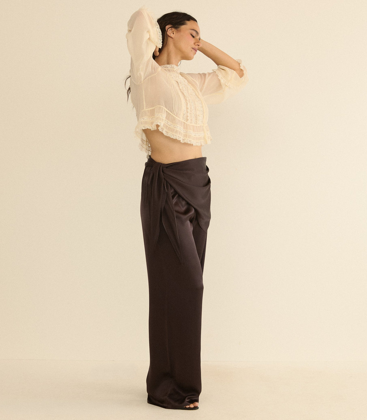 Lavona Scarf Pant in Equestrian Brown, view 7
