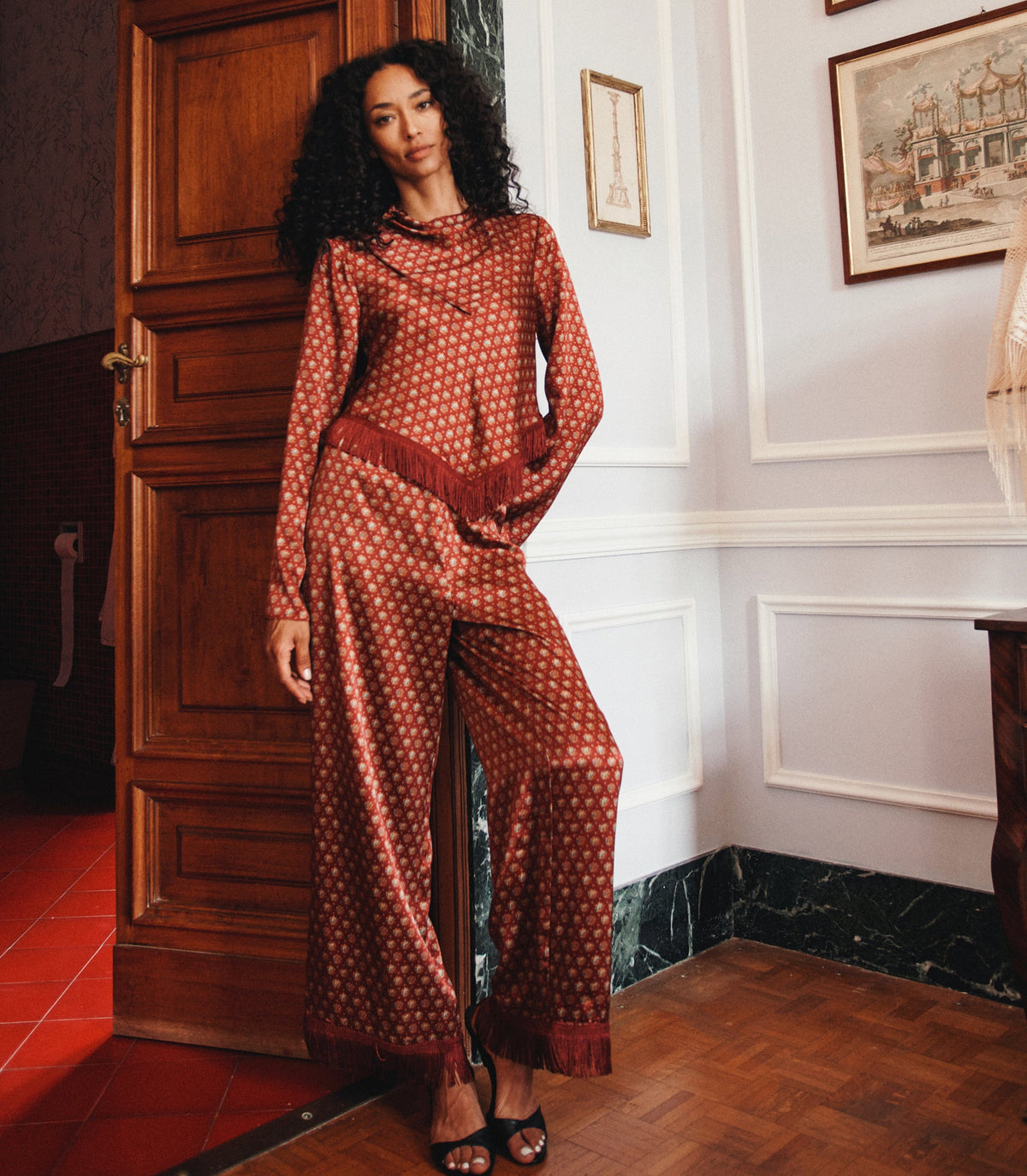 Lavon Fringe Pant in San Sebastian Foulard