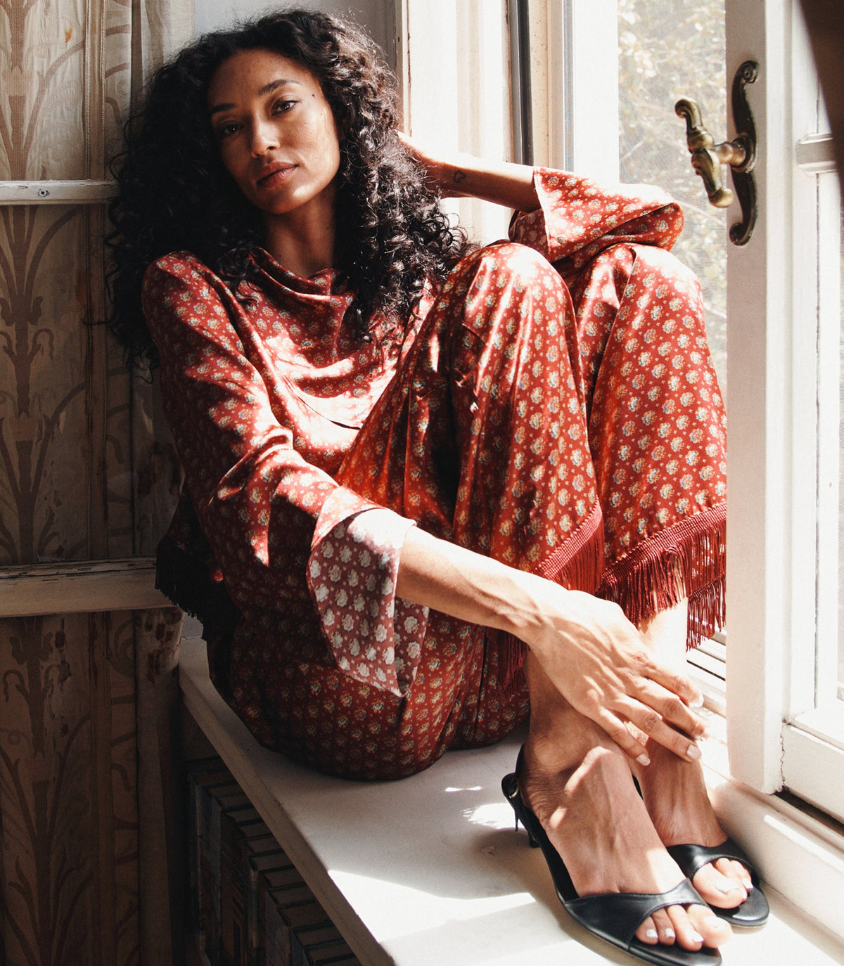 Lavon Fringe Pant in San Sebastian Foulard, view 2