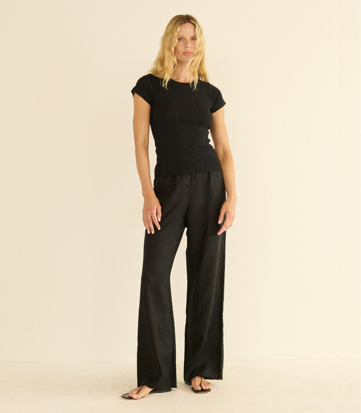 Lavon Linen Pant in Black, view 3
