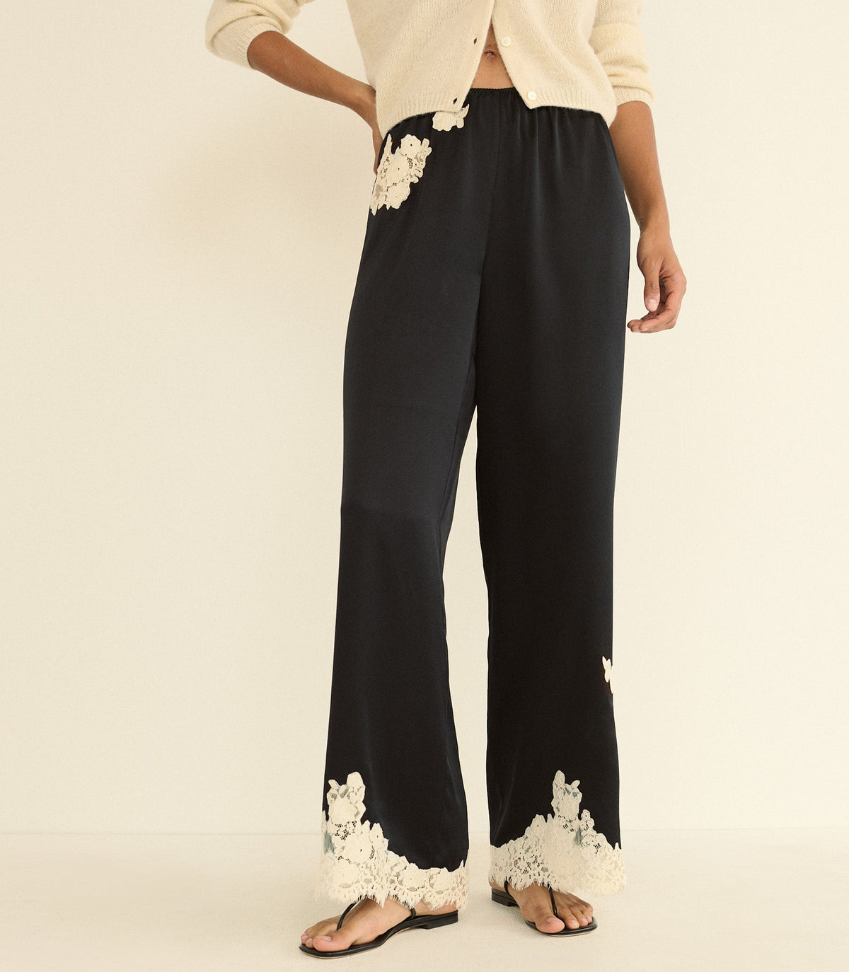 Lavon Pant in Black with Candlelight Lace, view 2