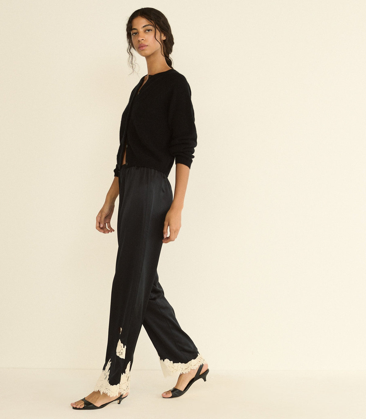 Lavon Pant in Black with Candlelight Lace, view 4