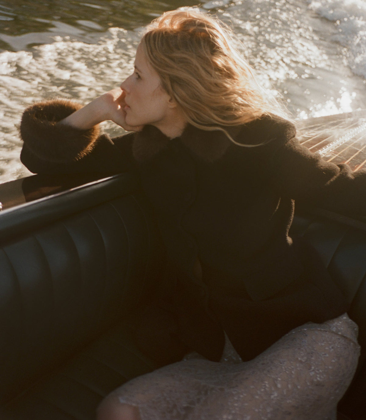 Lennon Fur Jacket in Black, view 3