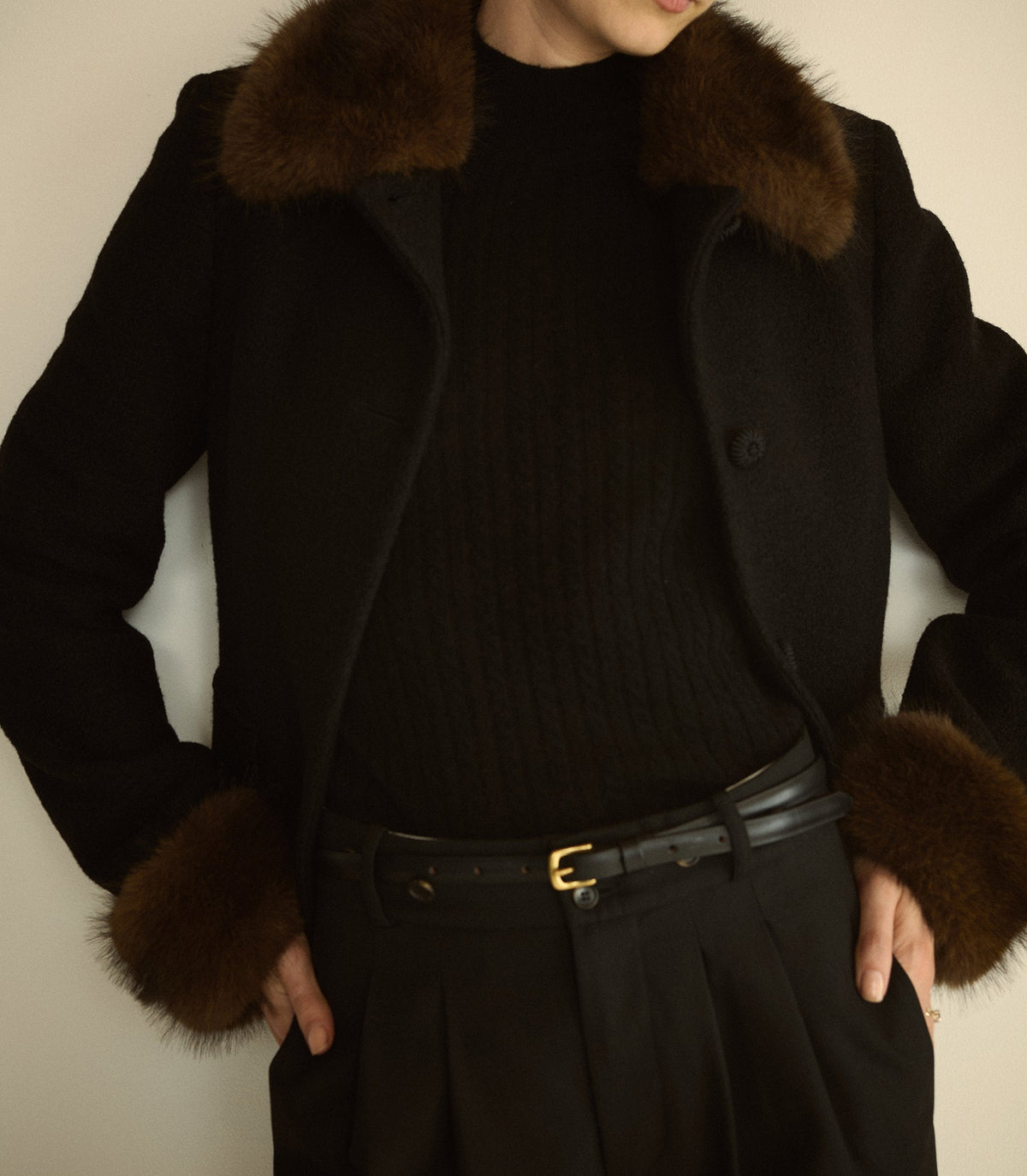 Lennon Fur Jacket in Black, view 4