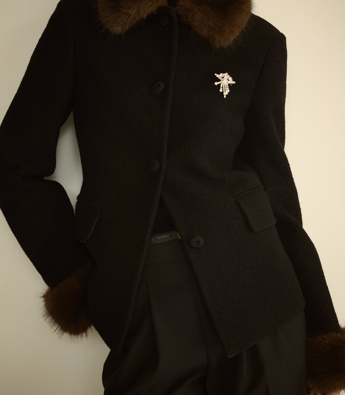 Lennon Fur Jacket in Black, view 5