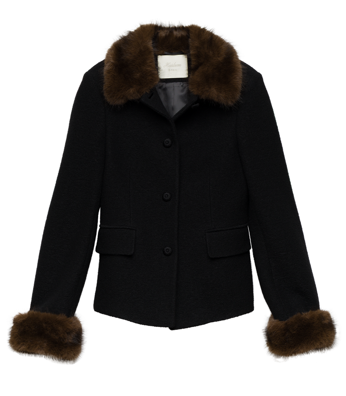 Lennon Fur Jacket in Black, view 6