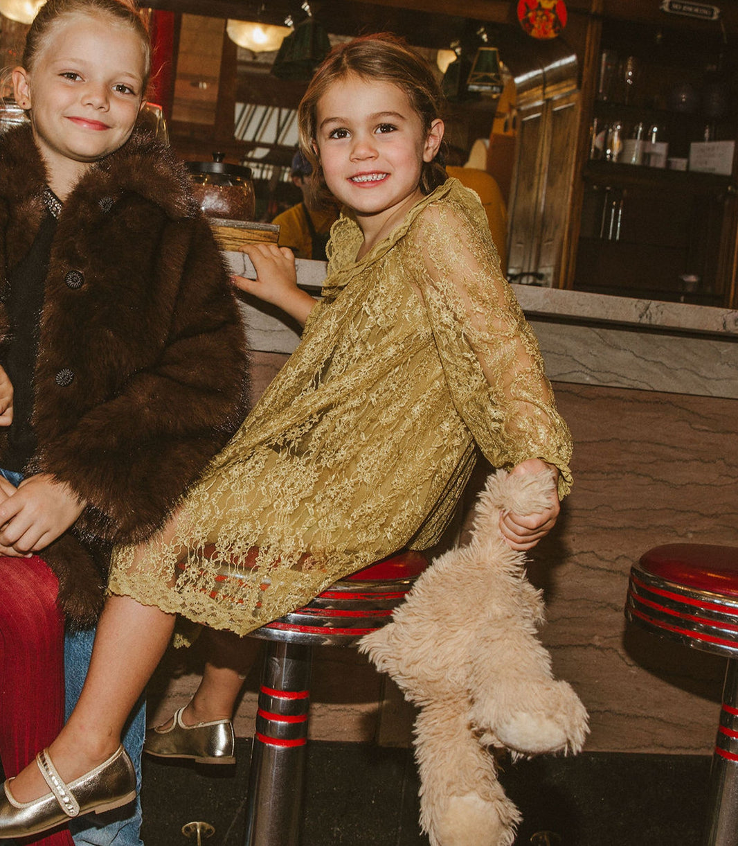 Little Edie Dress in Antique Gold