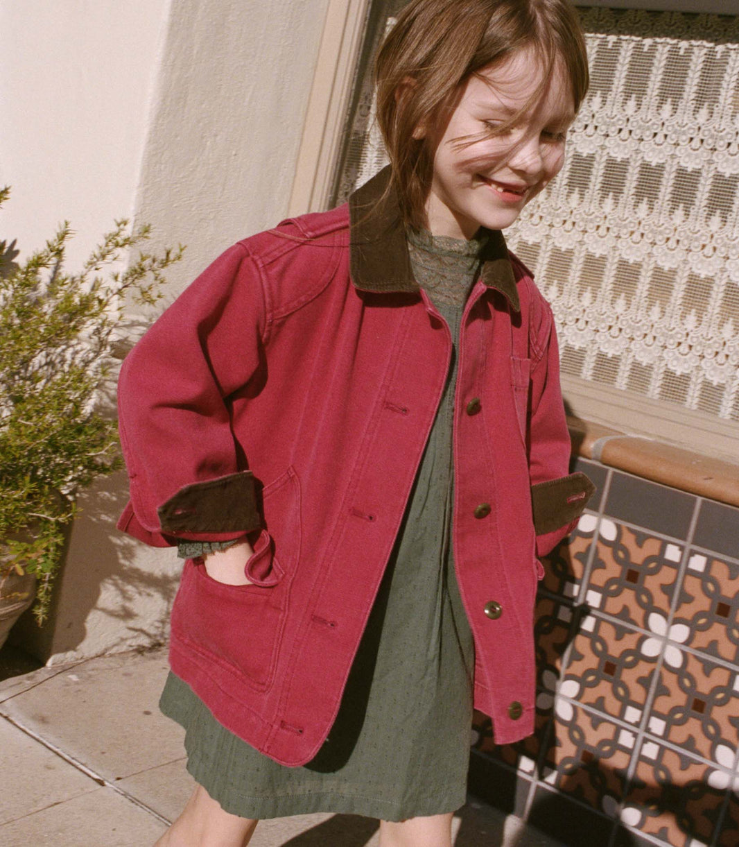 Little Pascual Jacket in Washed Crimson