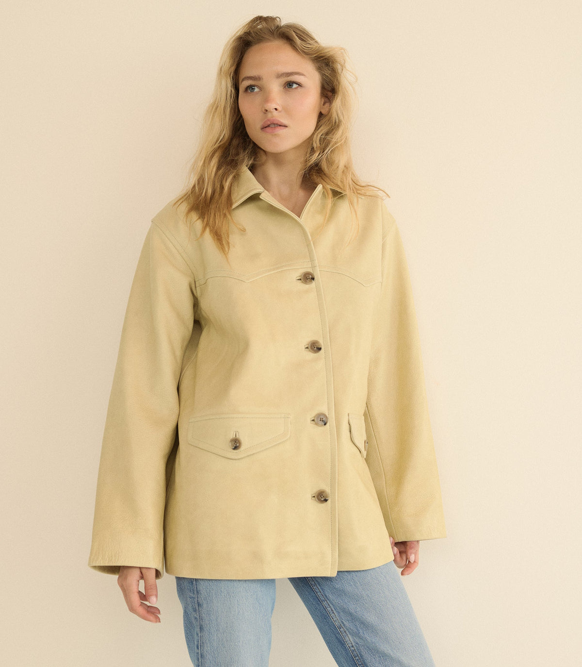Lockhart Leather Jacket in Limewash, view 5