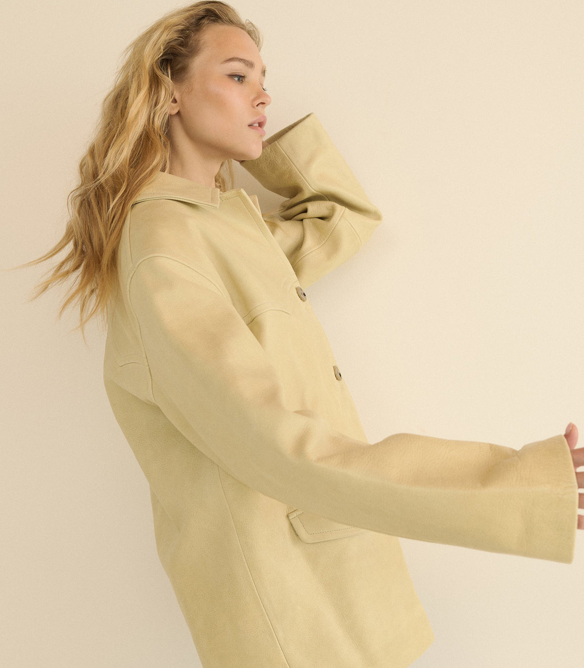Lockhart Leather Jacket in Limewash, view 6