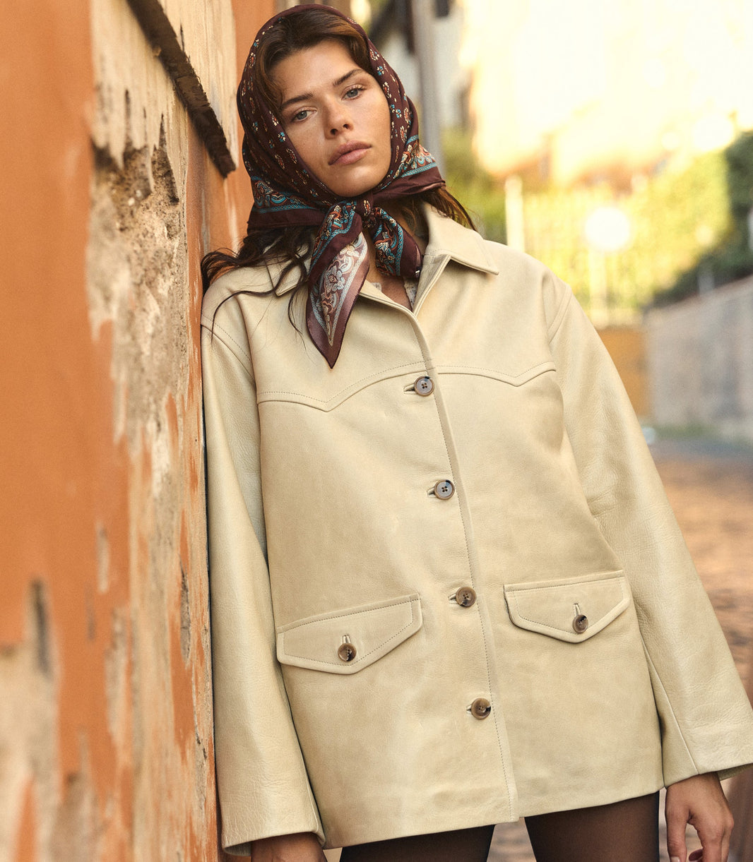 Lockhart Leather Jacket in Limewash